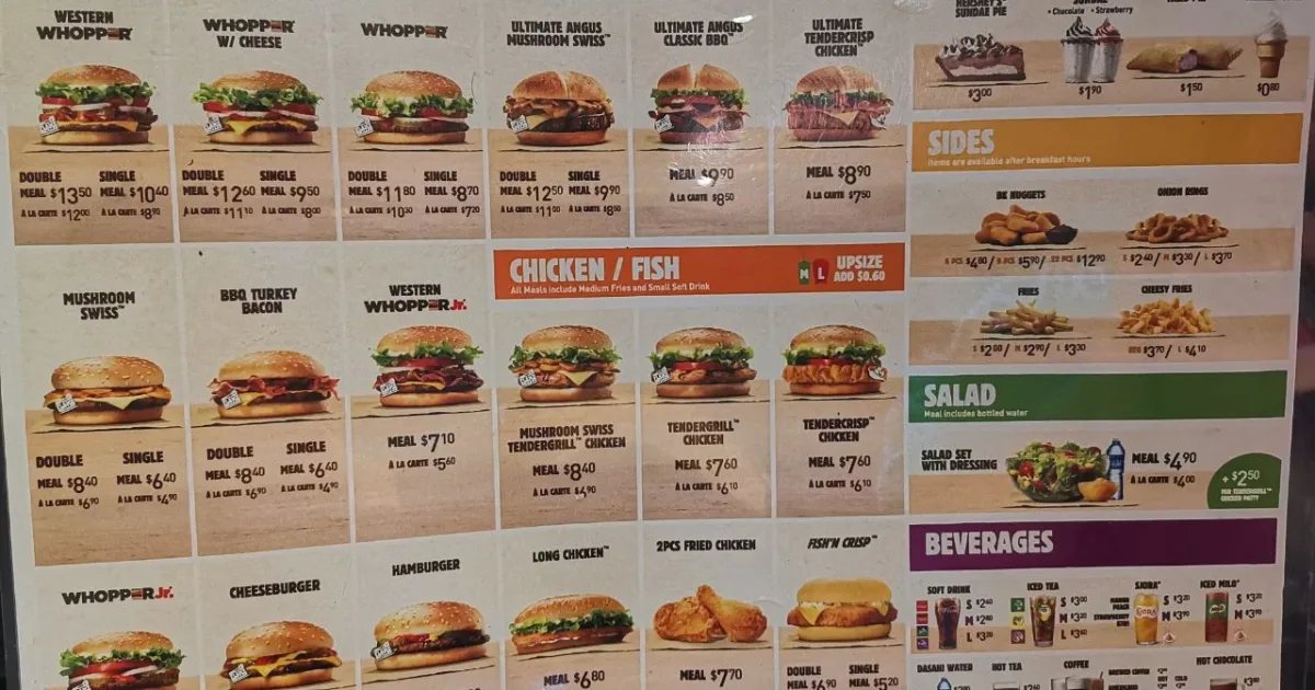 Burger King Menu With Prices