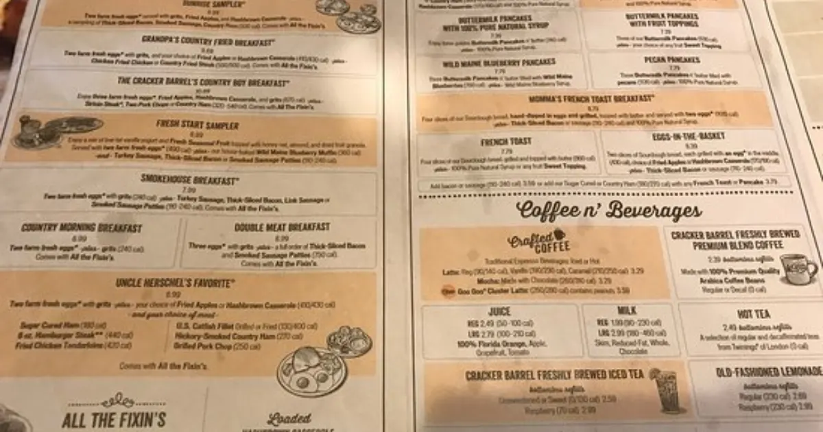 Cracker Barrel Menu With Prices