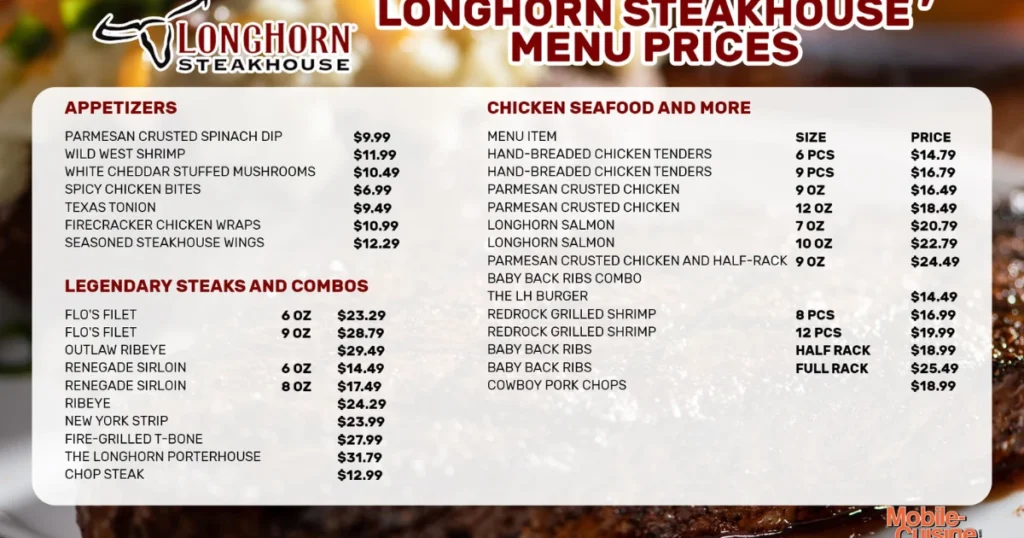Longhorn Steakhouse Menu With Prices