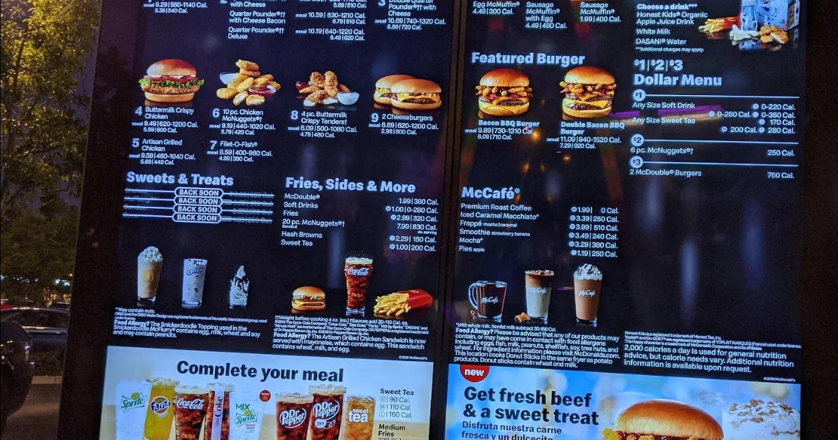 McDonalds Menu With Prices