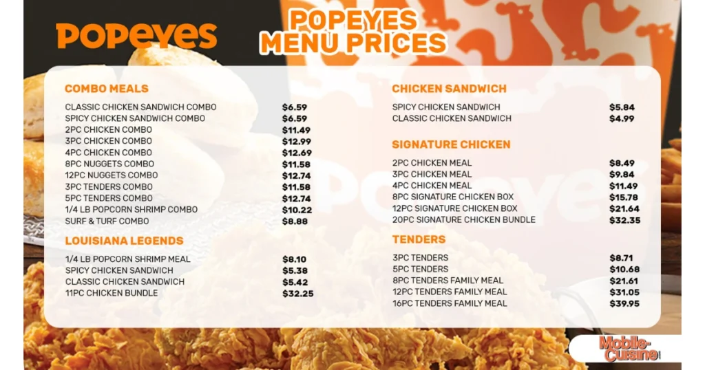 Popeyes Menu With Prices