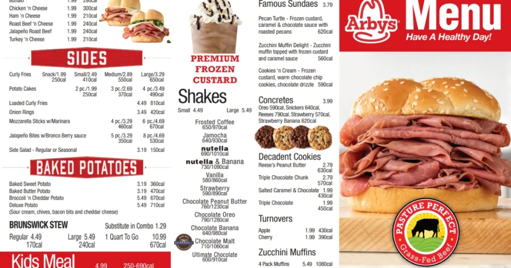 Arby’s Menu With Prices