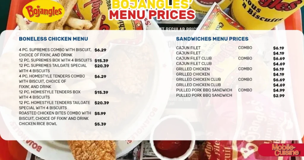 Bojangles Menu With Prices