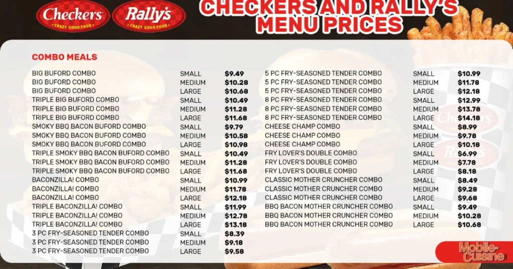 Checkers Menu With Prices