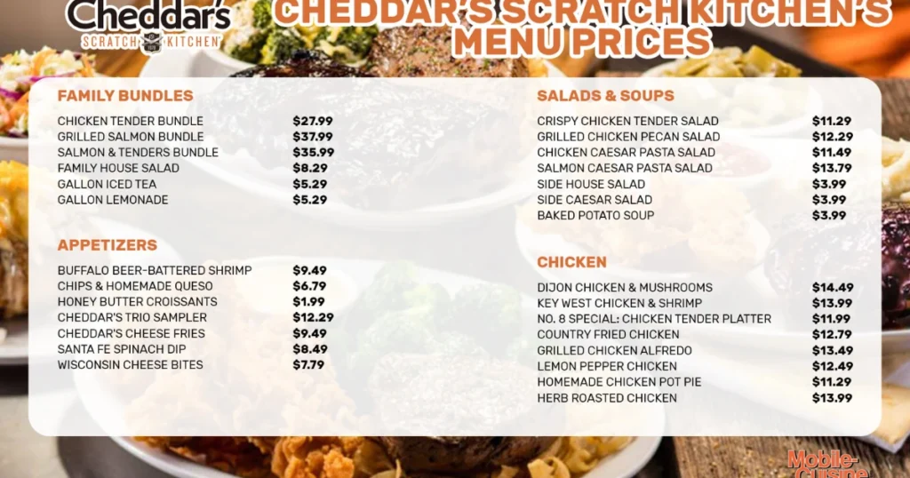 Cheddar’s Menu With Prices