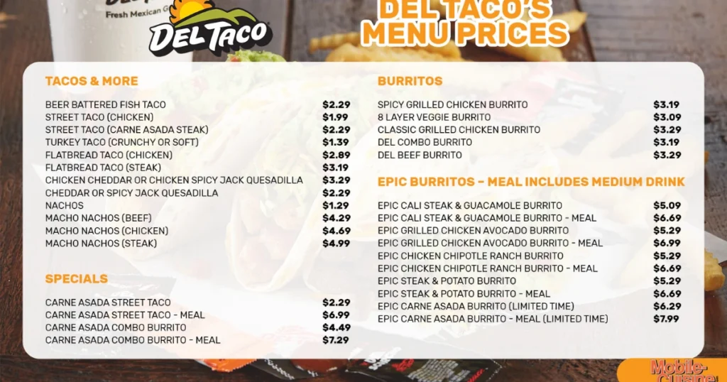Del Taco Menu With Prices