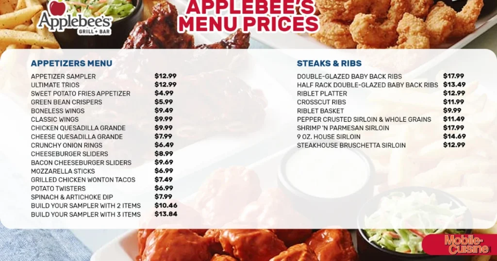 Dinner Applebee’s Menu Specials With Prices