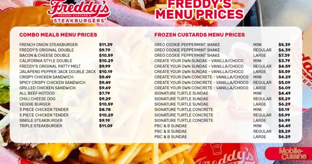 Freddy’s Menu With Prices