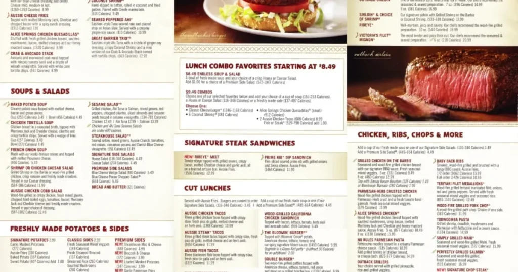 Outback Steakhouse Menu With Prices