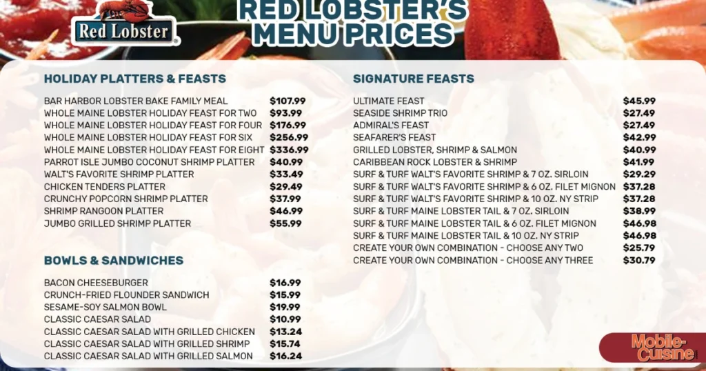 Red Lobster Senior Menu With Prices