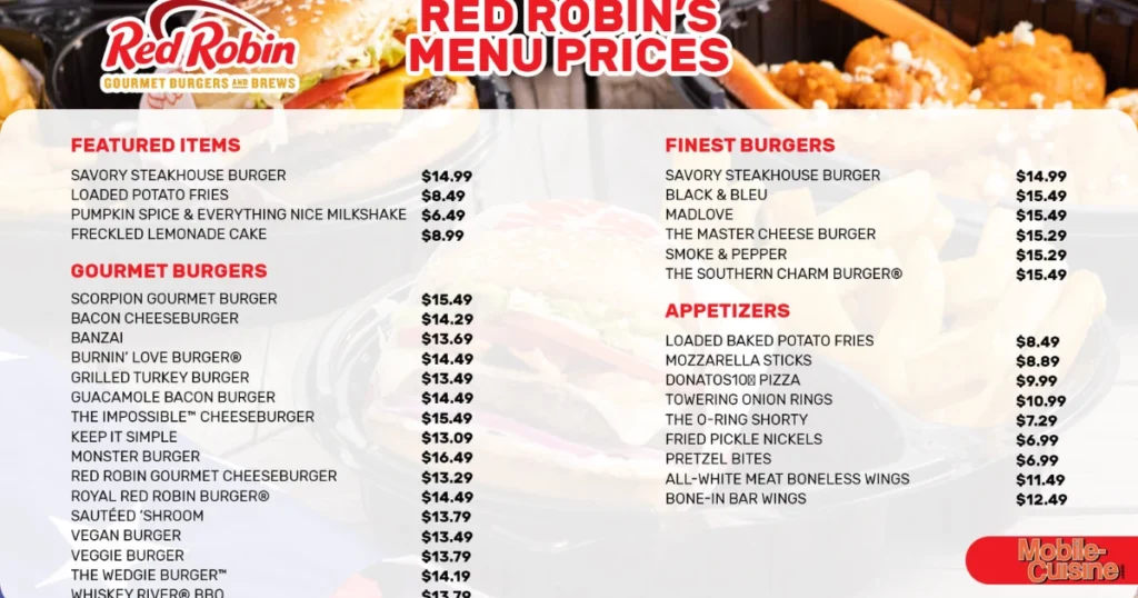 Red Robin Menu With Prices