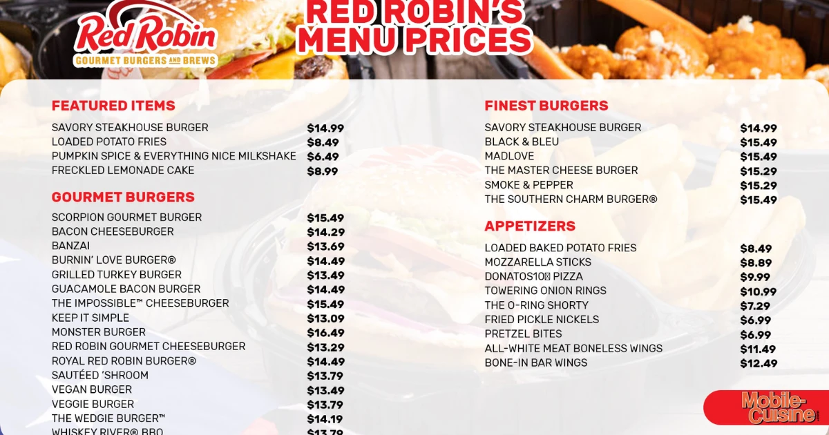 Red Robin Menu With Prices