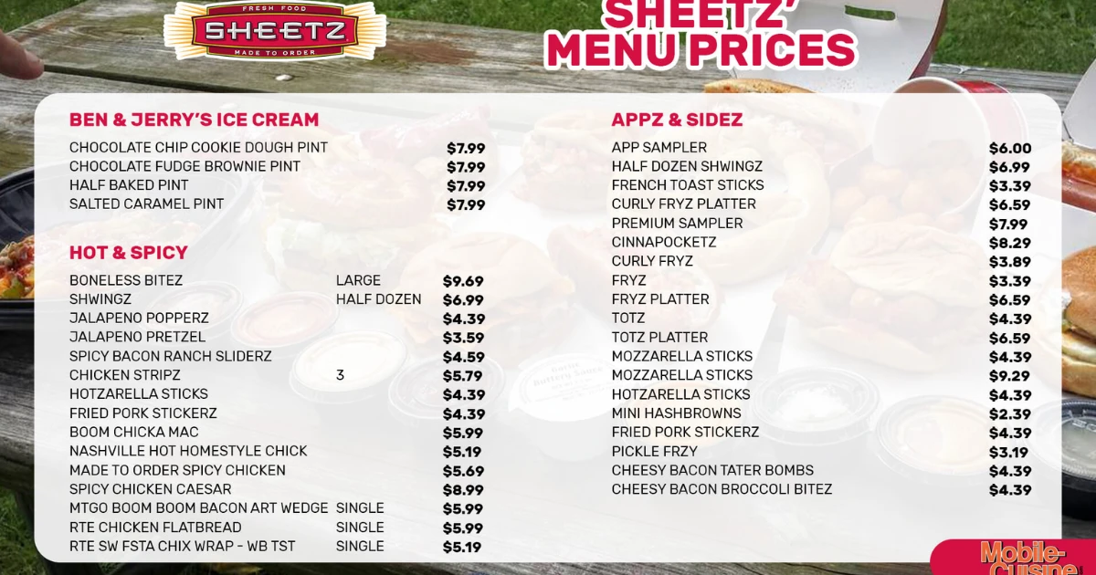 Sheetz Menu With Prices