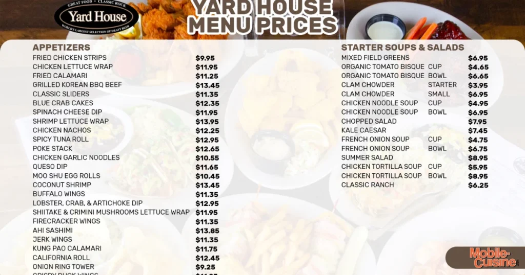 Yard House Menu With Prices