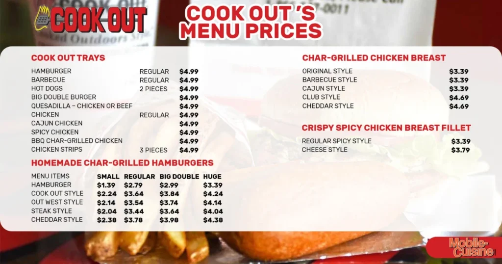 Cook Out Menu With Prices