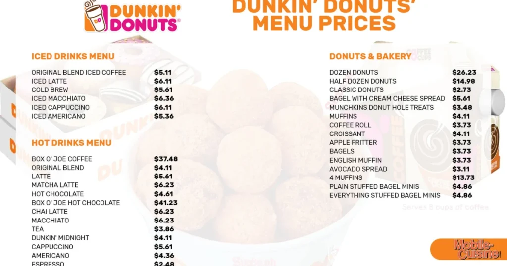 Dunkin Donuts Menu With Prices