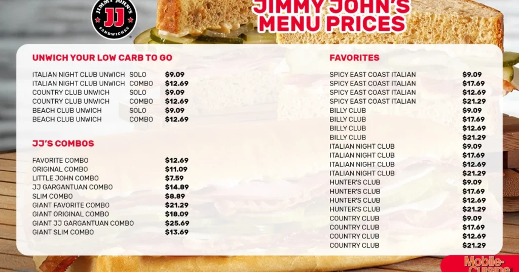 Jimmy John’s Menu With Prices