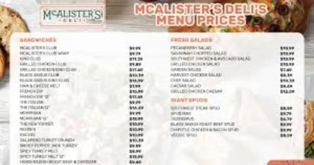 McAlister’s Menu With Prices