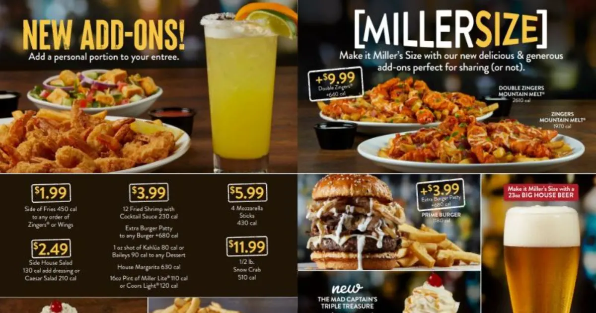 Miller’s Ale House Menu With Prices