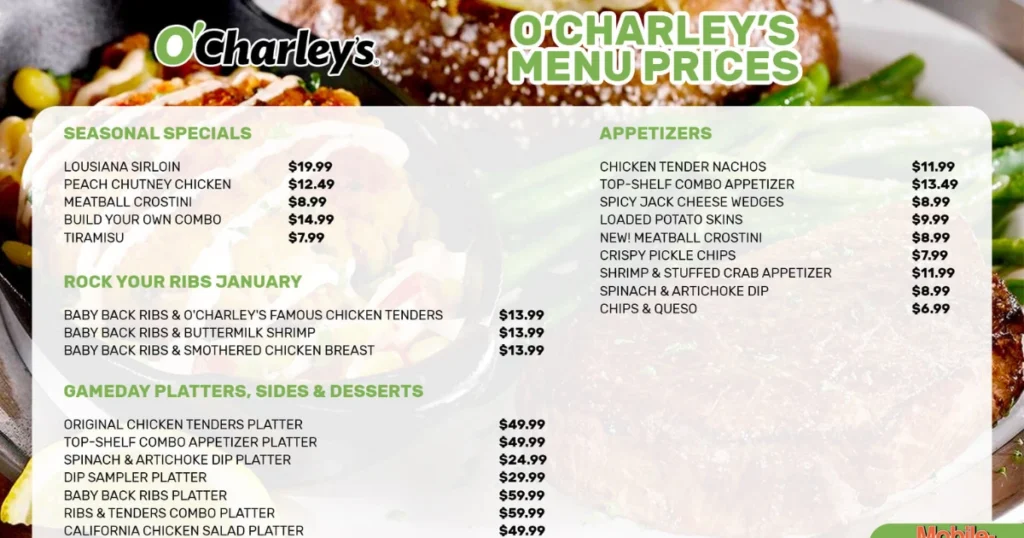O’Charley’s Menu With Prices