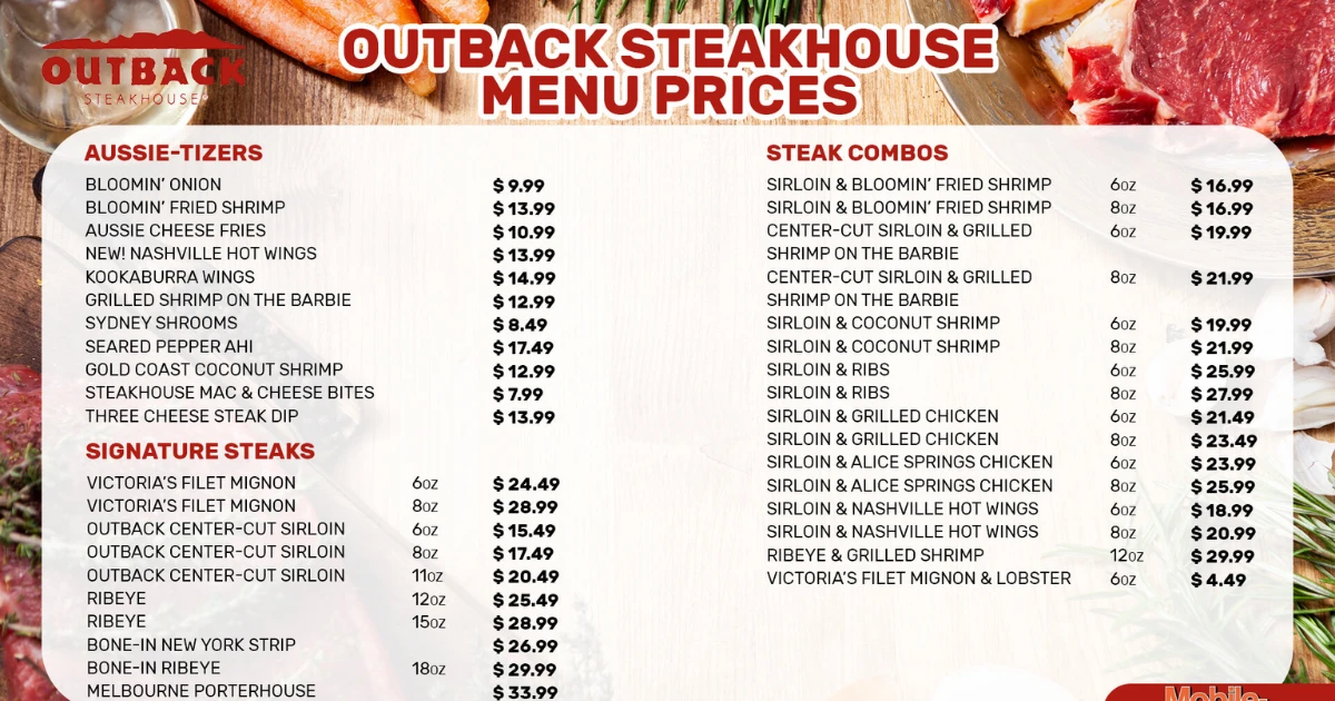 Outback Menu Dinner Specials With Prices