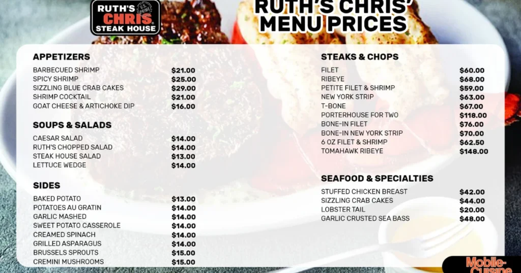 Ruth’s Chris Menu With Prices