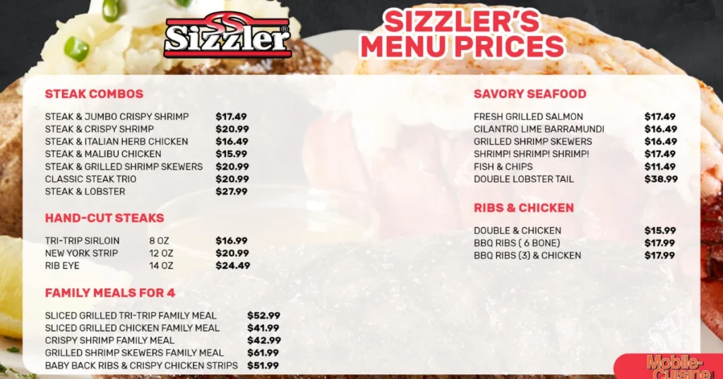 Sizzler Menu With Prices