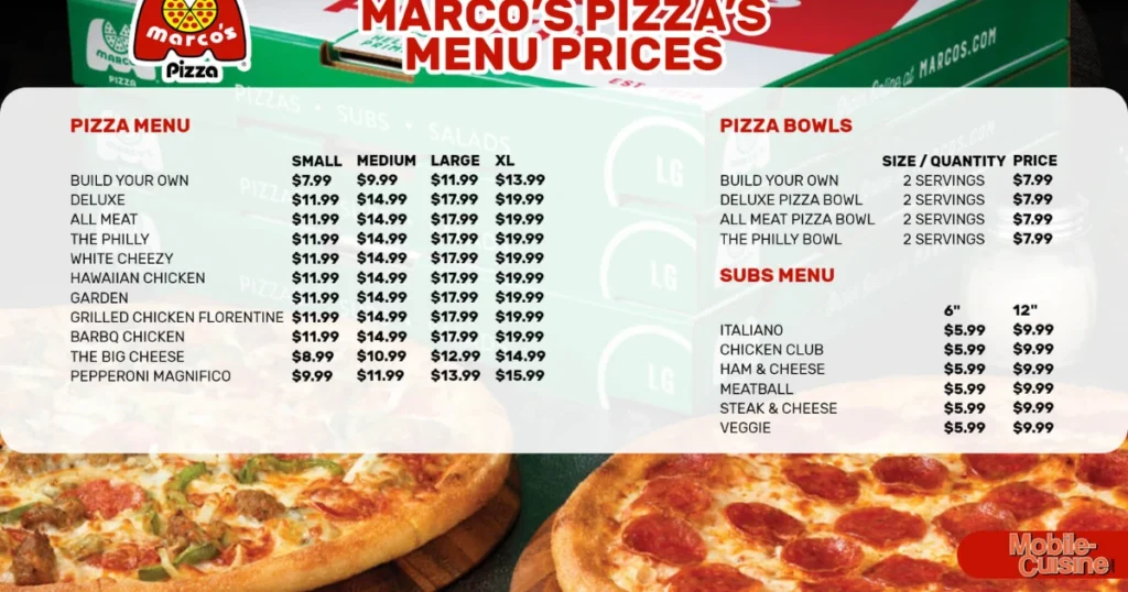 Takeout Marco’s Pizza Menu With Prices
