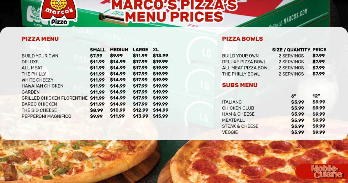 Takeout Marco’s Pizza Menu With Prices