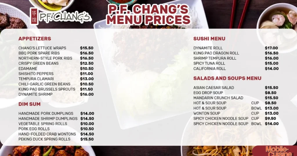 p.f. Chang’s Menu With Prices